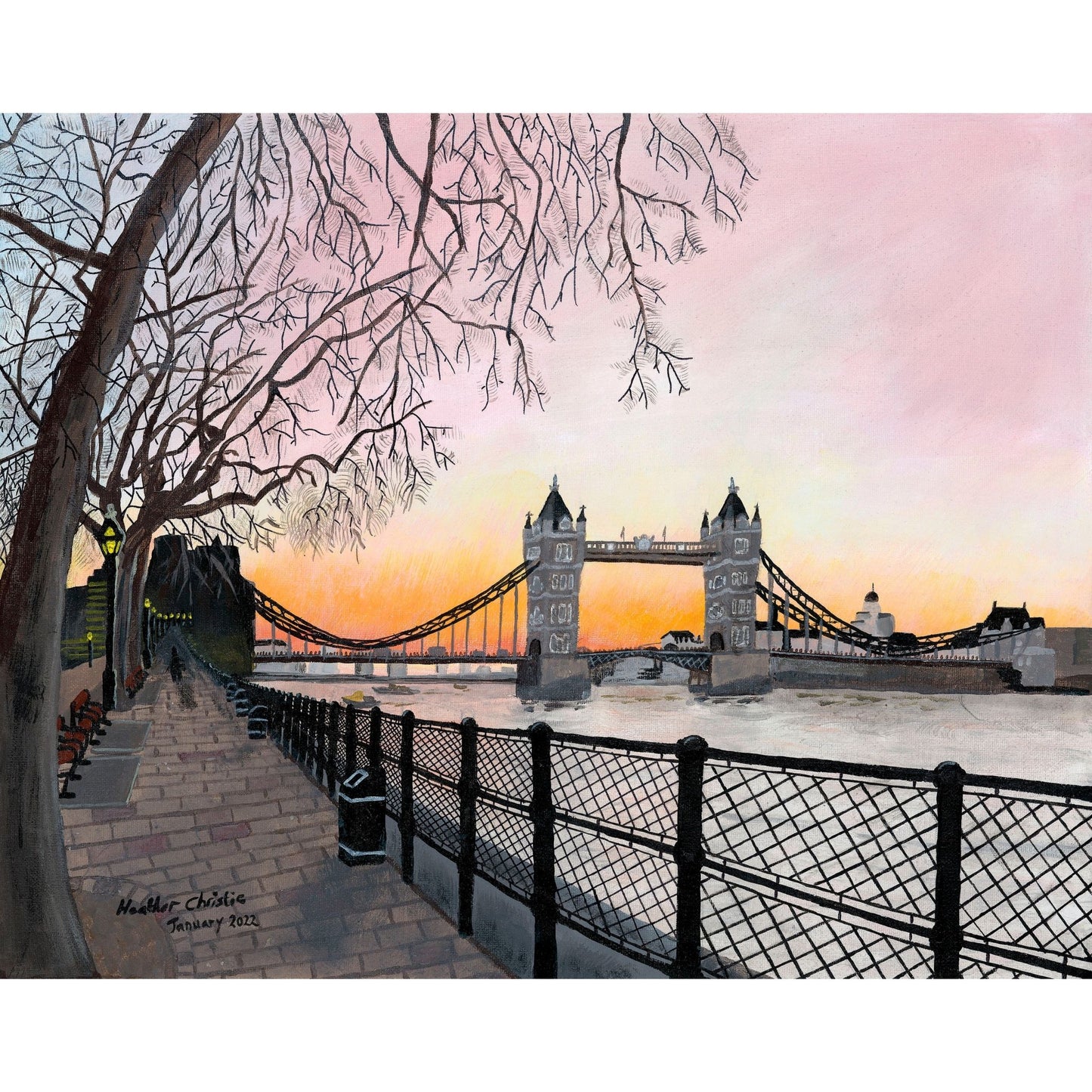 London "Tower Bridge"- Acrylic on Canvas Painting, Original Artwork - Mounted Prints