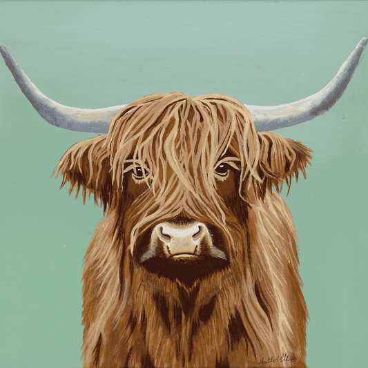 Highland Cow - Milo - Acrylic on Canvas Painting, Original Artwork - Mounted Prints