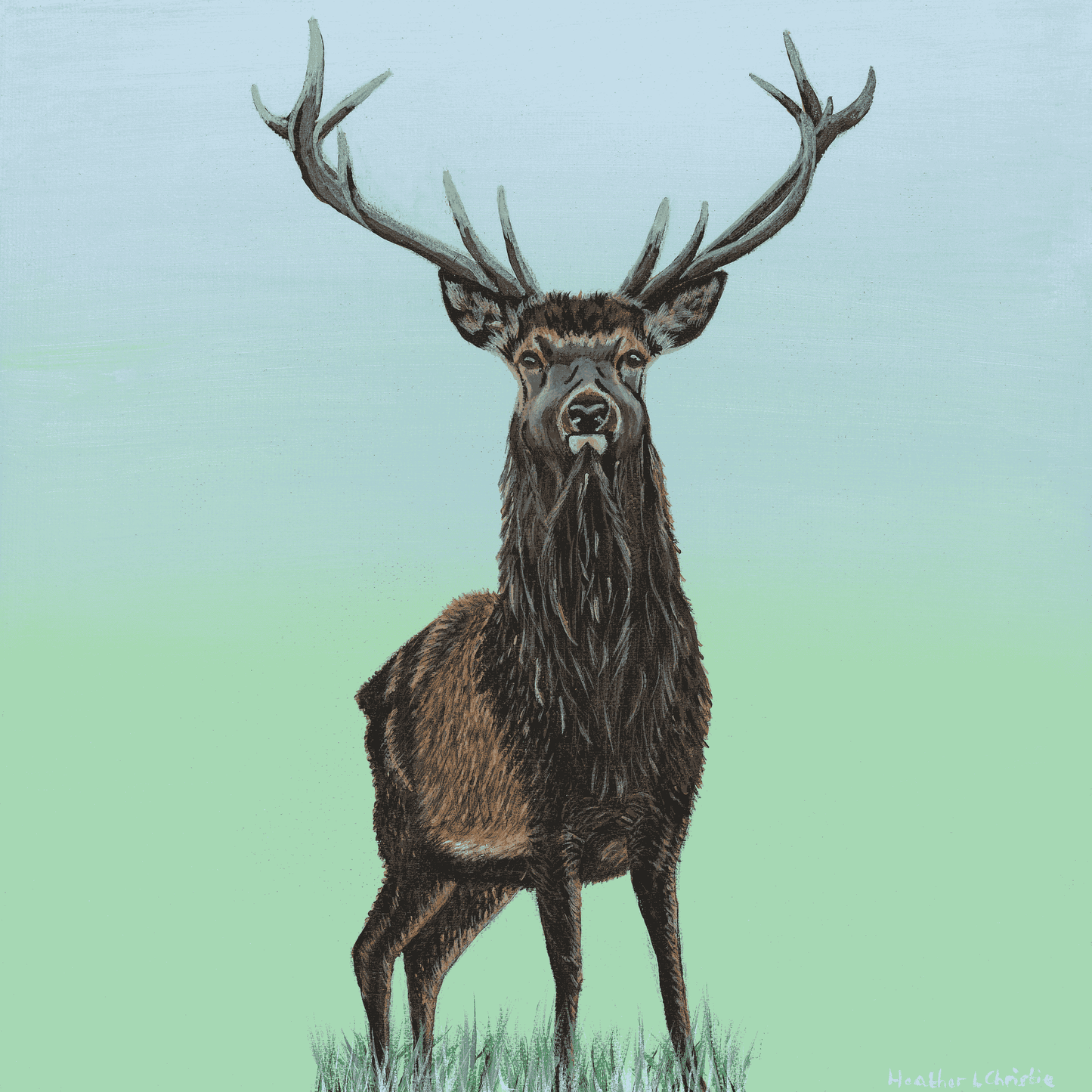 Highland Stag - Acrylic on Canvas Painting, Original Artwork - Mounted Prints