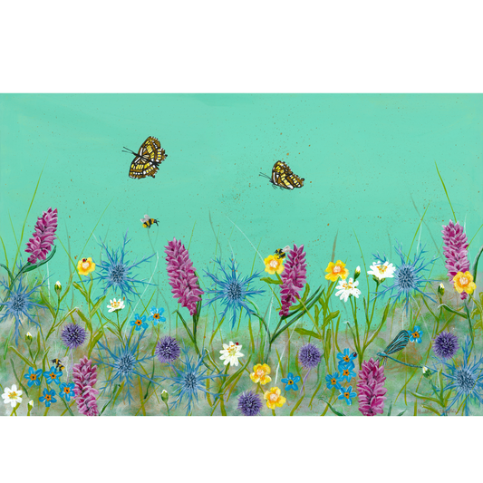 Highland Heathers - Butterfly - Acrylic on Canvas Painting, Original Artwork - Mounted Prints