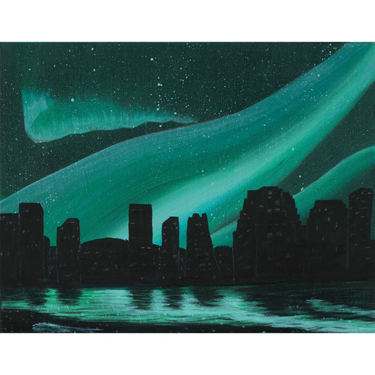 Northern Lights, City Stars - Acrylic on Canvas - Original Artwork