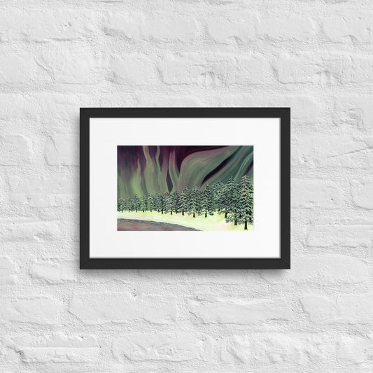 Northern Lights, Emerald Sky- Acrylic on Canvas Painting, Original Artwork / Mounted Prints