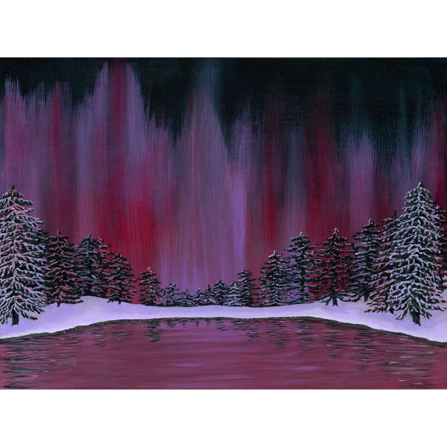 Northern Lights, Purple Haze - Acrylic on Canvas Painting, Original Artwork - Mounted Prints
