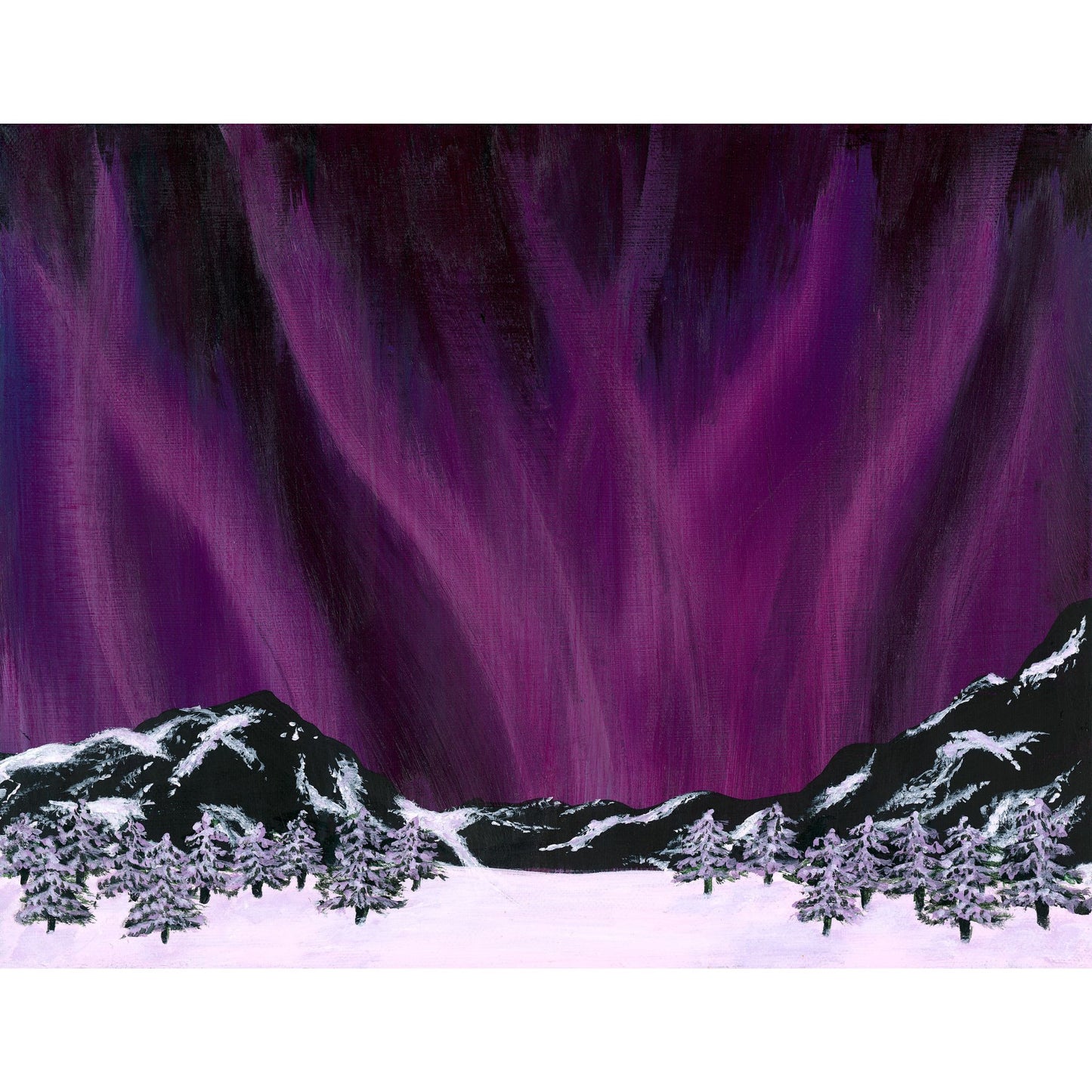Northern Lights, Rose Mountain - Acrylic on Canvas - Original Artwork