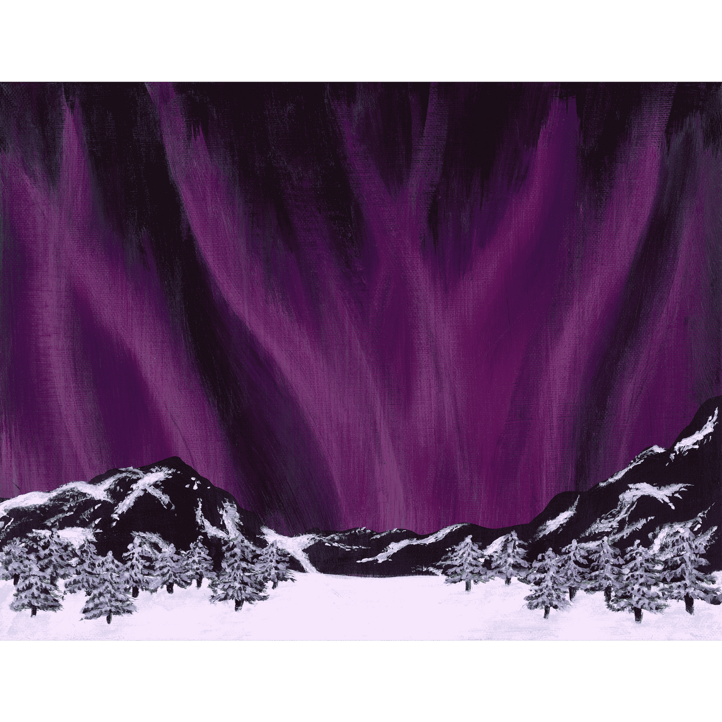 Northern Lights - Rose Mountain - Acrylic on Canvas Painting, Original Artwork - Mounted Prints