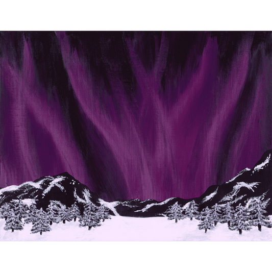 Northern Lights - Rose Mountain - Acrylic on Canvas Painting, Original Artwork - Mounted Prints