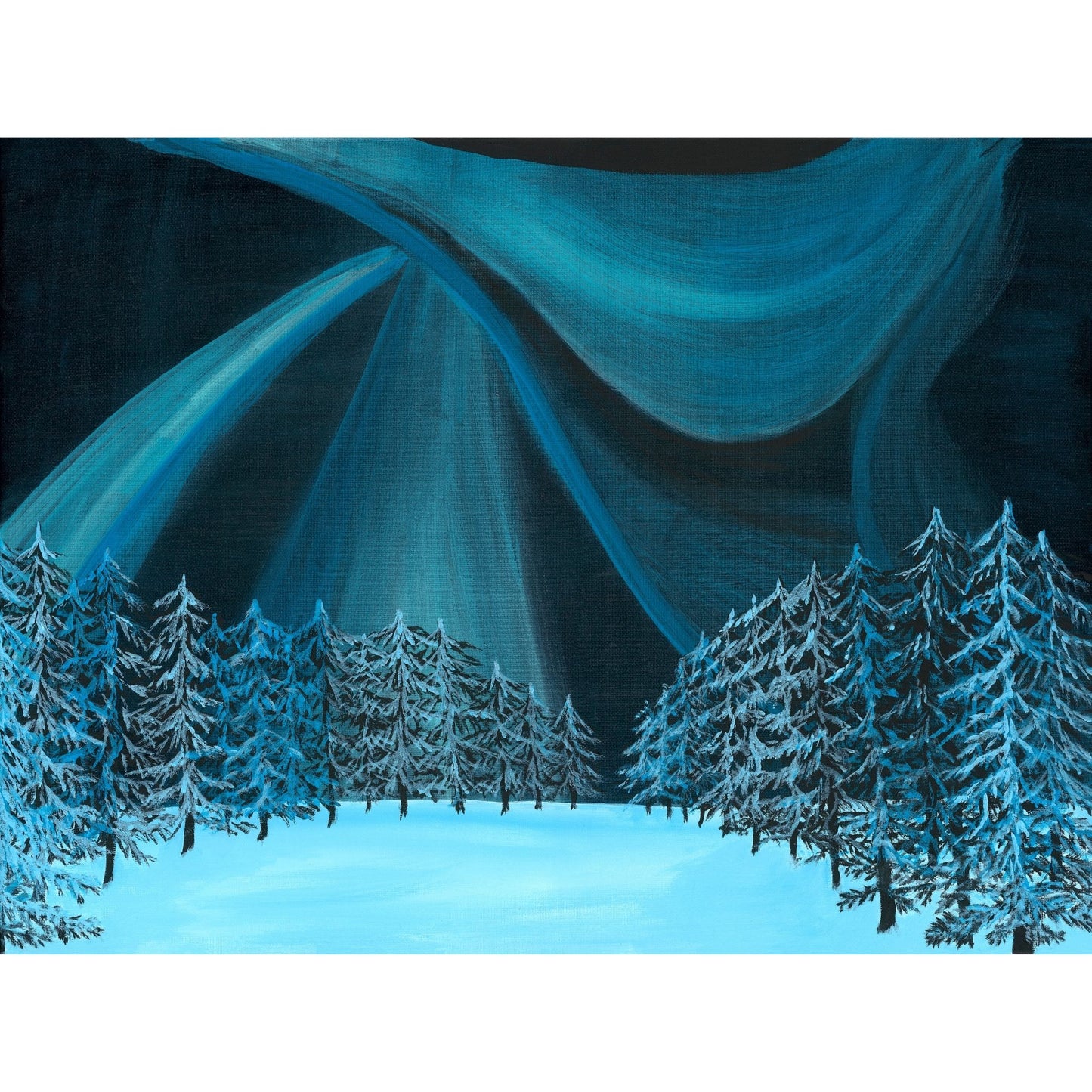 Northern Lights, Sapphire Blue- Acrylic on Canvas Painting, Original Artwork / Mounted Prints
