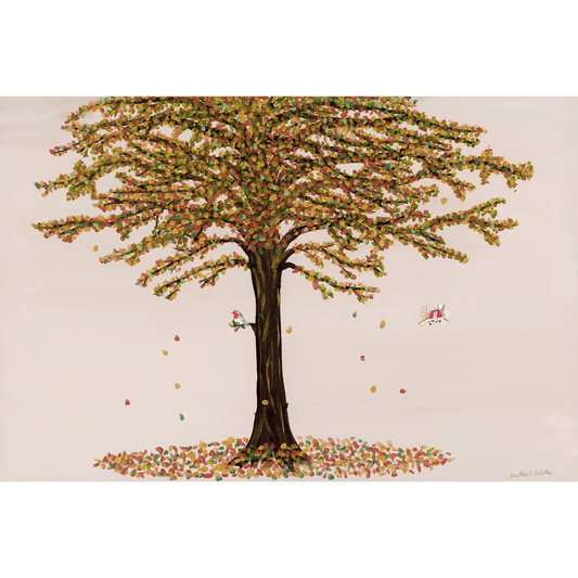 Autumn Leaves - Robin - Acrylic on Canvas Painting, Original Artwork - Mounted Prints