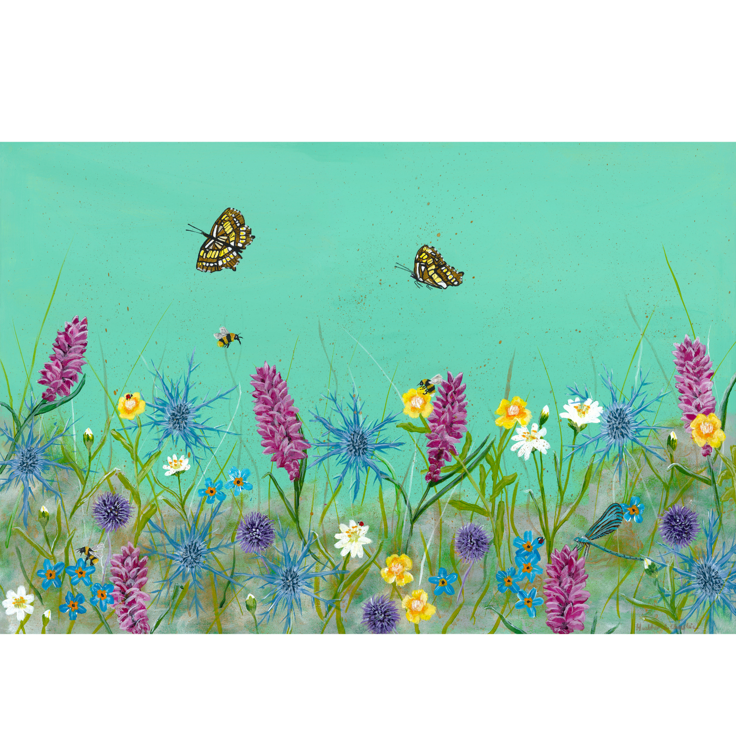 Highland Heathers - Butterfly - Acrylic on Canvas Painting, Original Artwork - Mounted Prints
