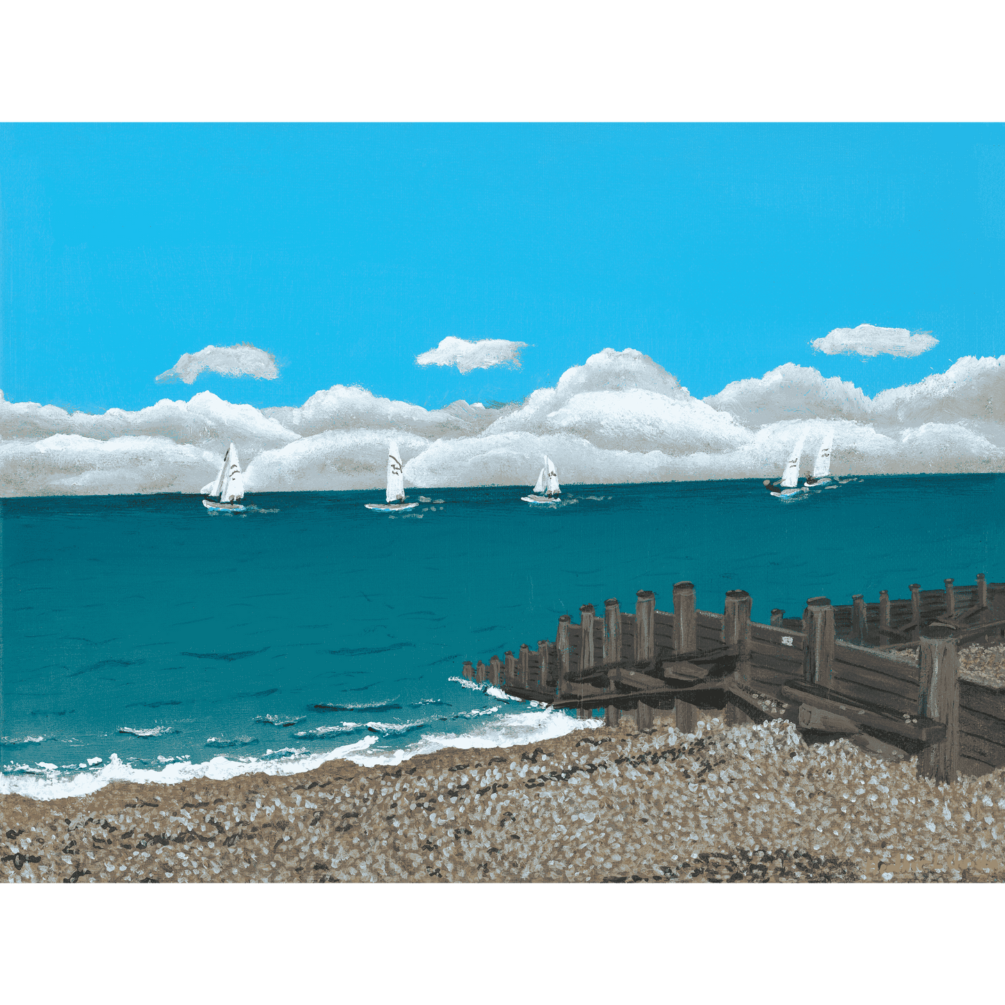 Whitstable - Sailing - Acrylic on Canvas Painting, Original Artwork - Mounted Prints